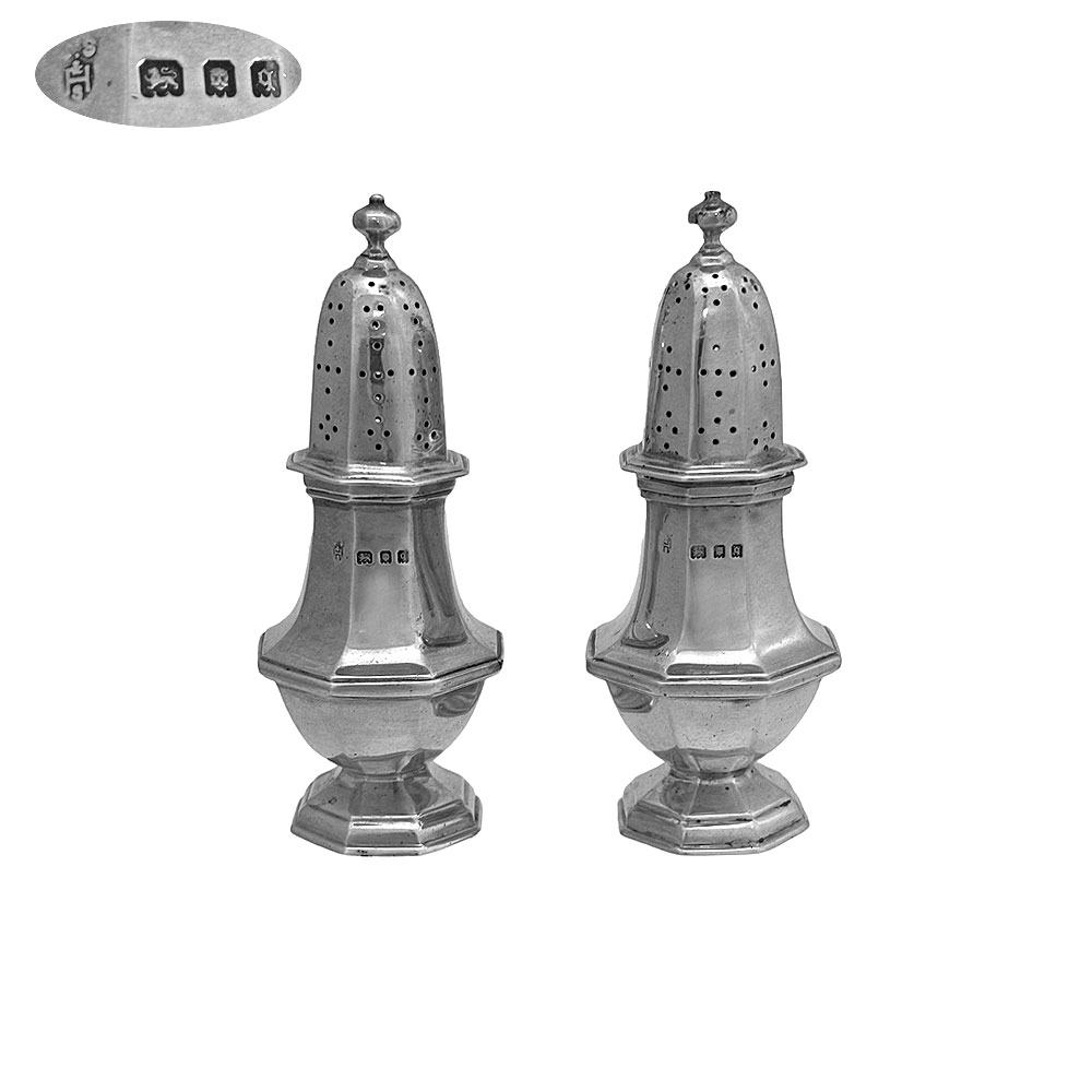 Pair Silver Pepper Pots 1931